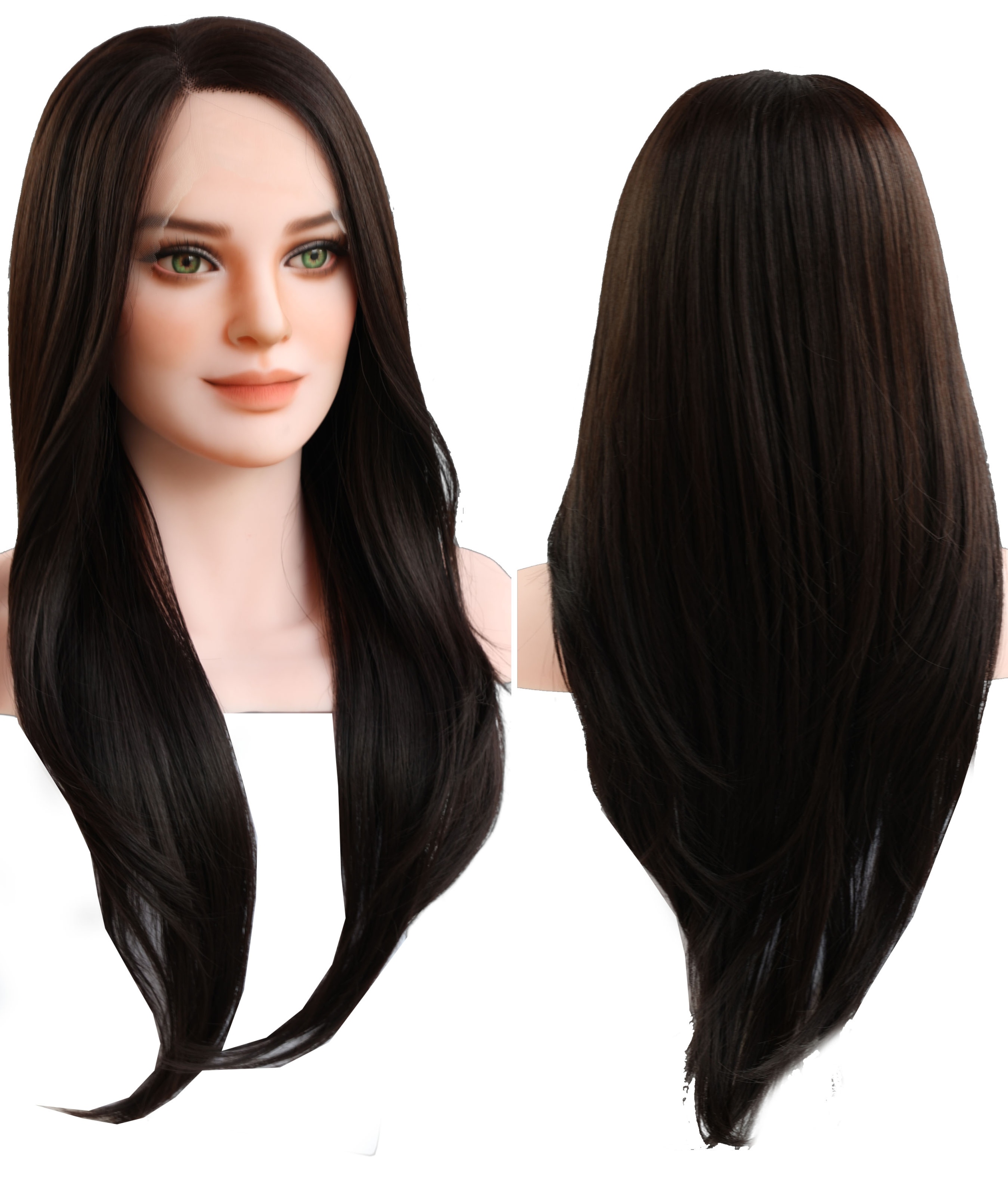 Paruka Lace Front hnědá, syntetické vlasy FLW15