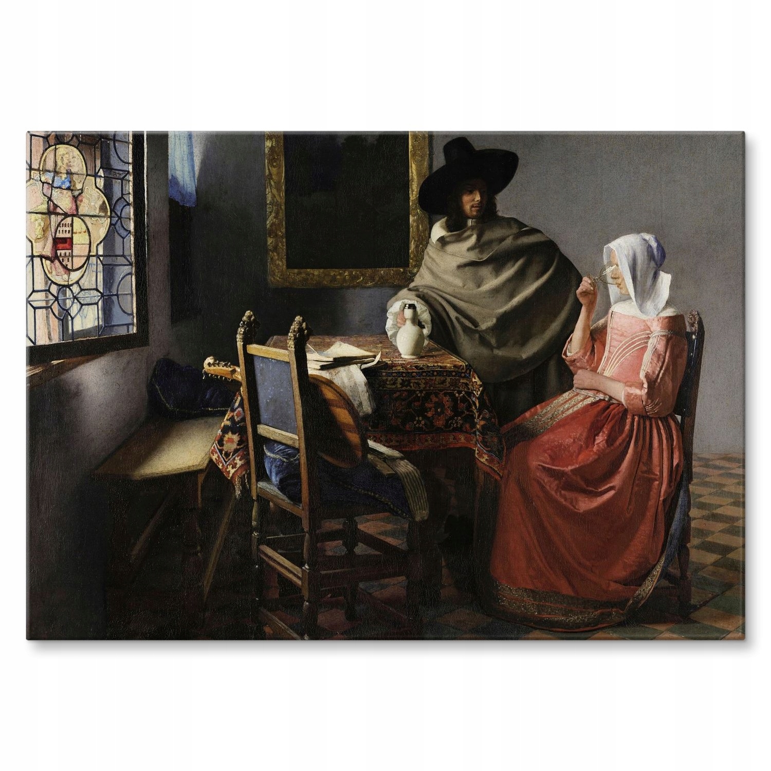 Kovový plakát Sklo vína Vermeer Szyld Plech 30 x 42 cm Dárek