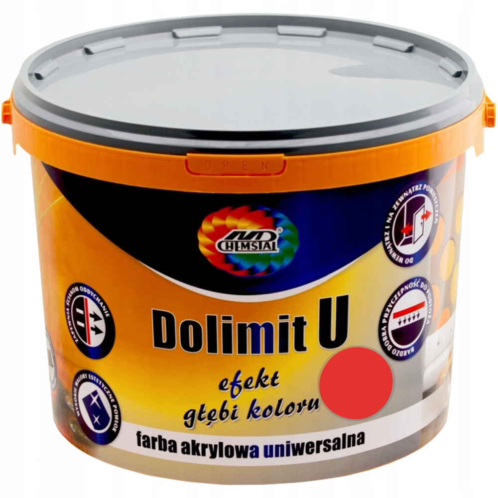 Farba akrylowa DOLIMIT U CHEMSTAL Czerwona 3L