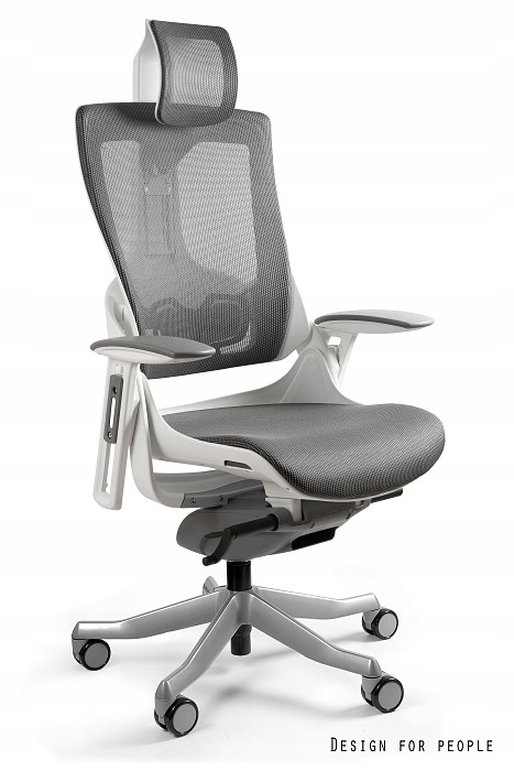 Fotel Wau 2 biały Unique ergonomiczny siatka grafi