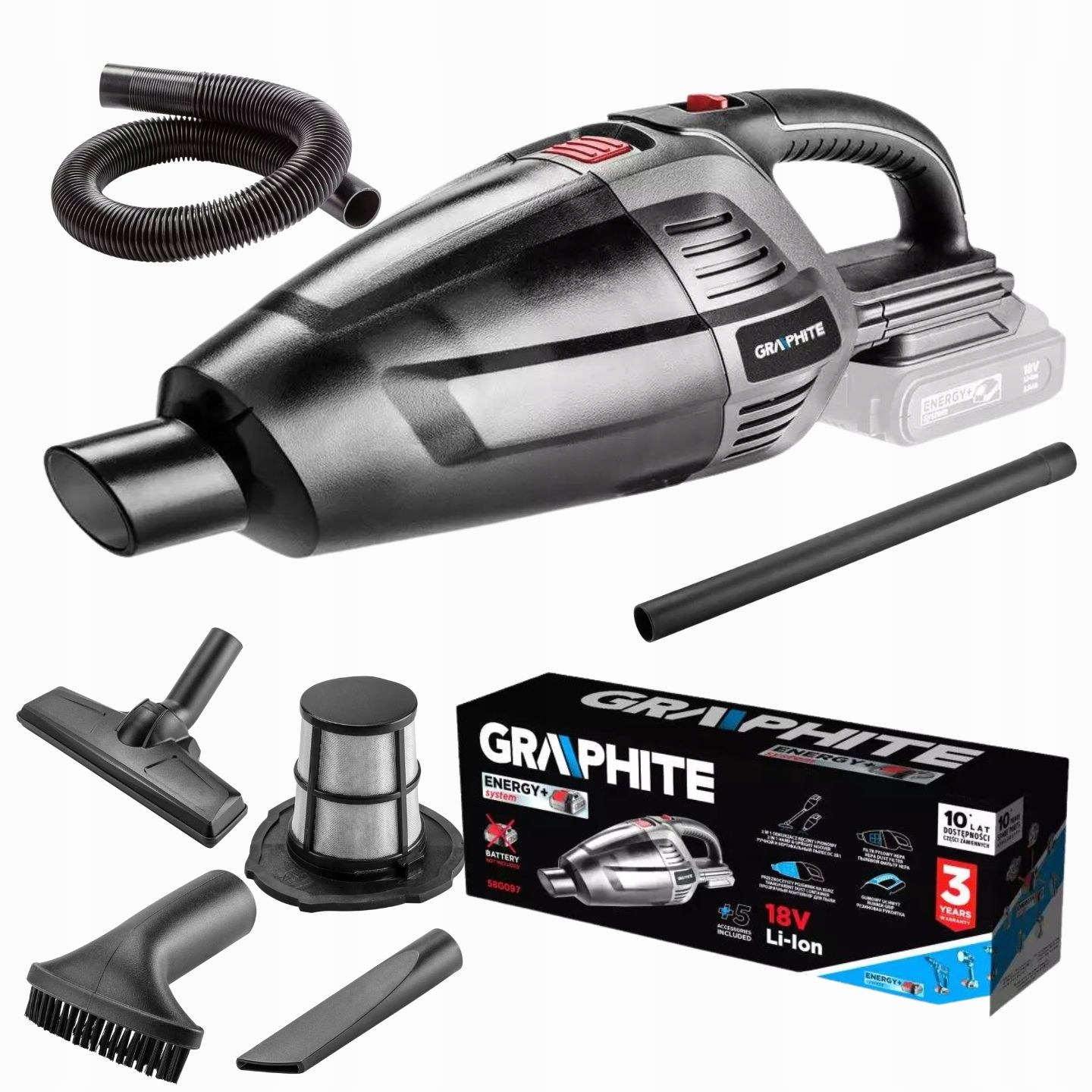 Odkurzacz akumulatorowy 2w1 Energy Graphite