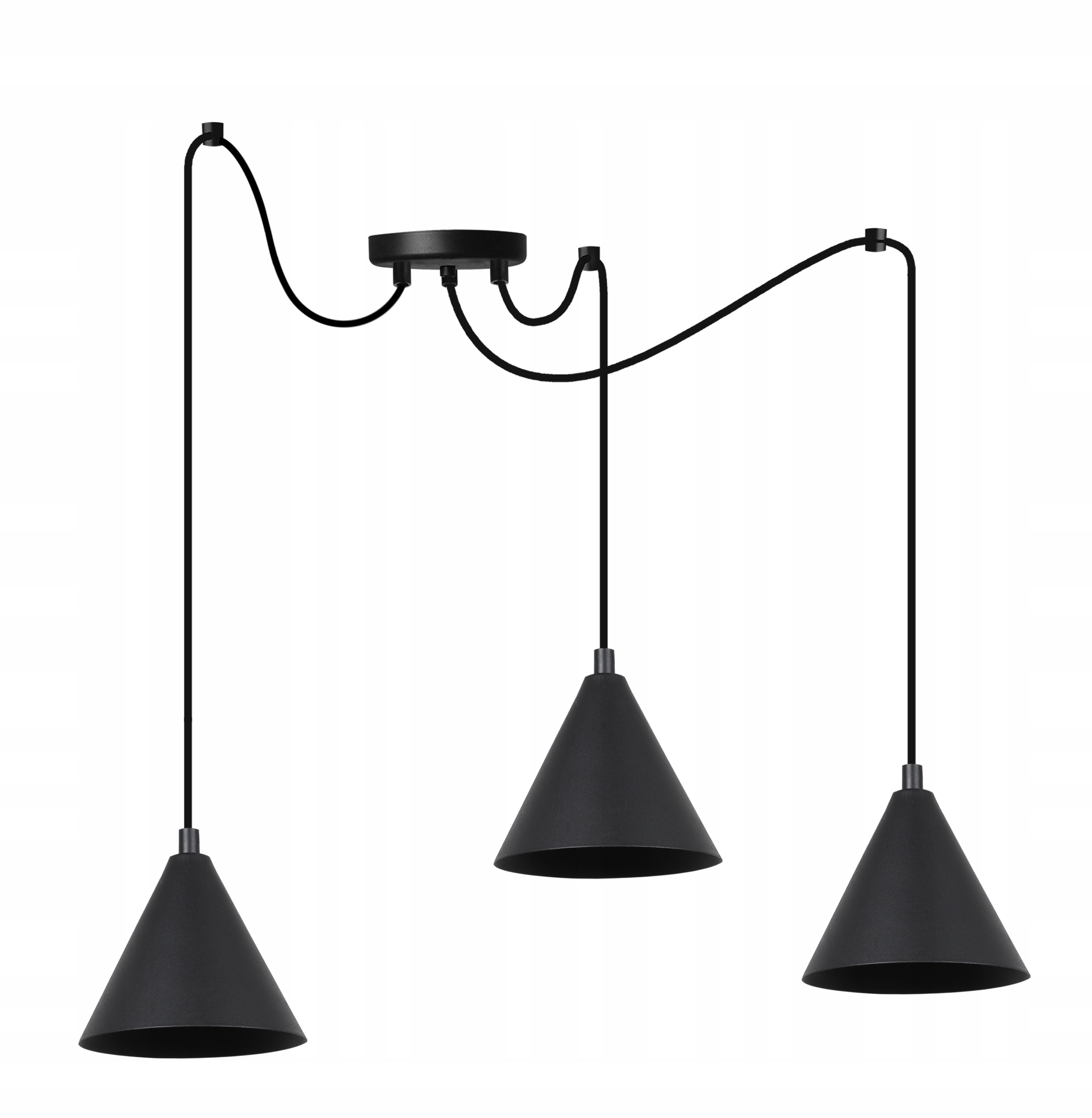 Závesná Stropná Lampa Luster Pavúk Soho Čierny Kužeľ Loft 14CM E14