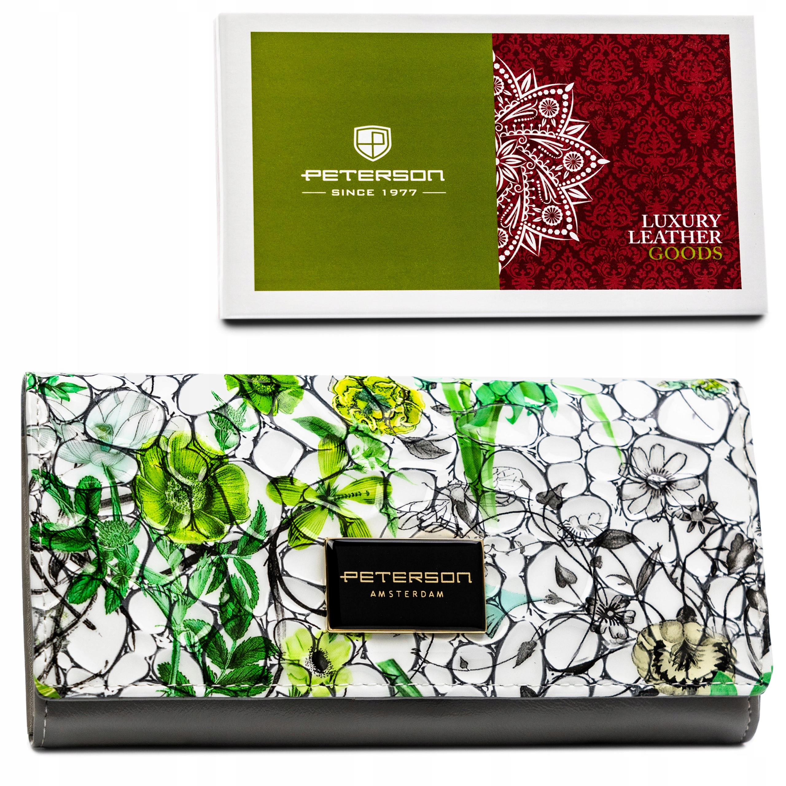 Portfel lakierowany Peterson damski ze skóry naturalnej z ochroną Rfid