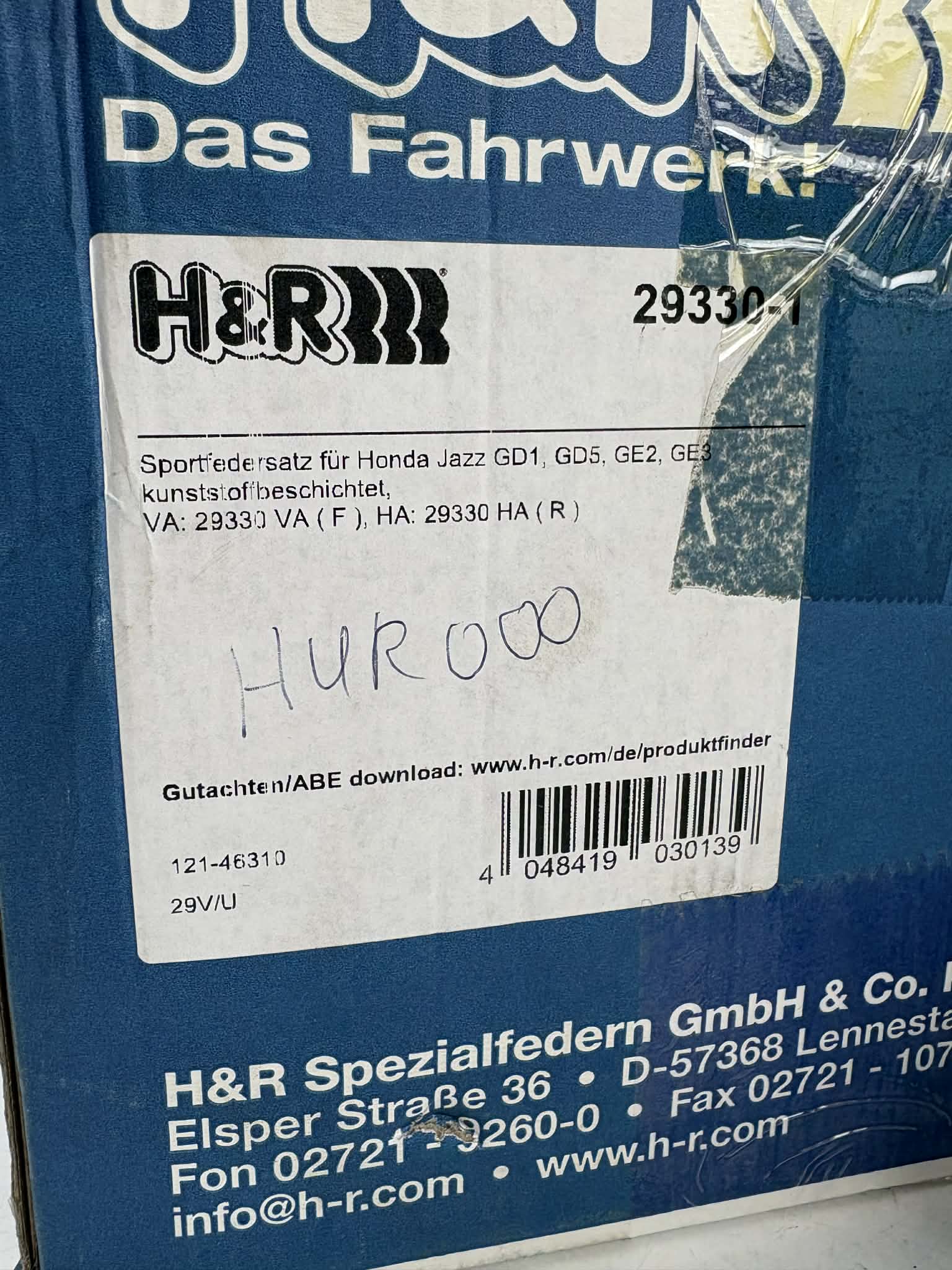 H&R 29330-1 комплект подвески, пружины