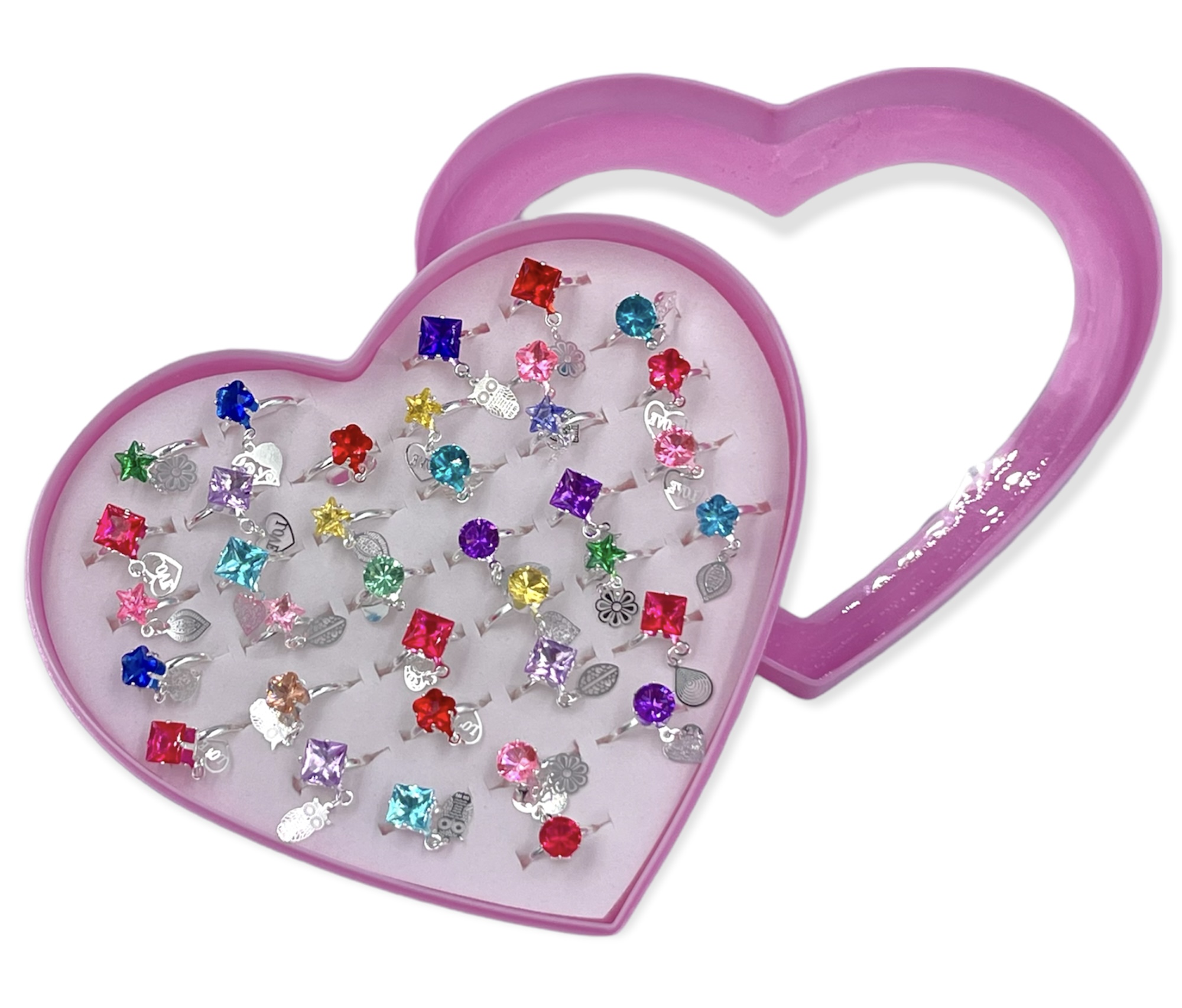 PIERŚCIONKI DLA DZIEWCZYNKI BIŻUTERIA DLA DZIECI ZESTAW PIERŚCIONKÓW Kolor wielokolorowy