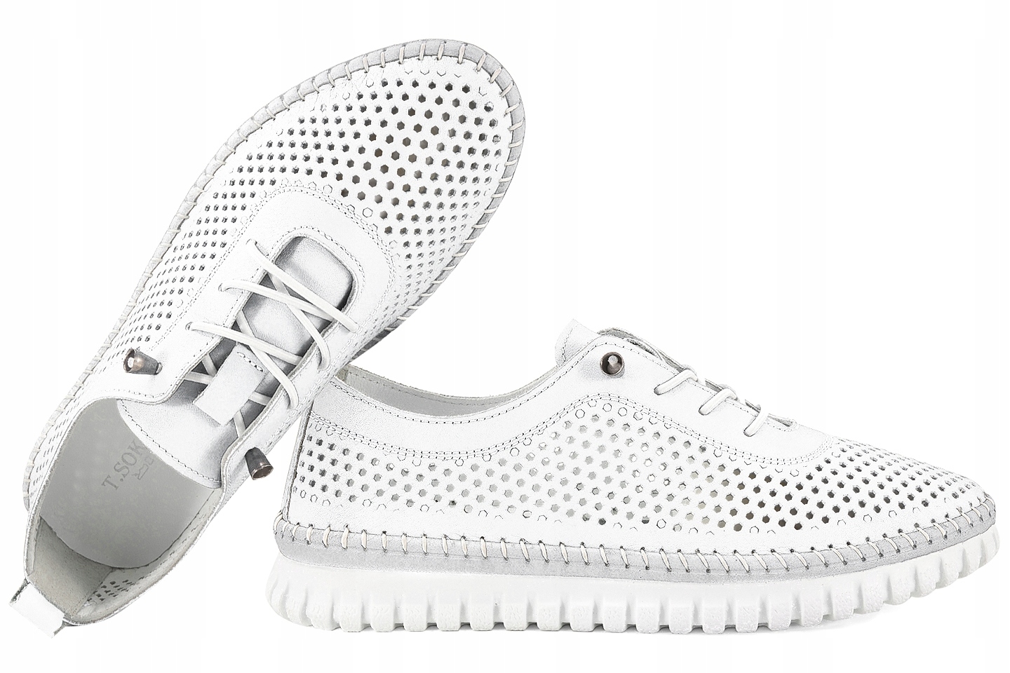 T.sokolski Gu W025 Ažurové Dámské Kožené Polobotky, bílé, bílá, 41