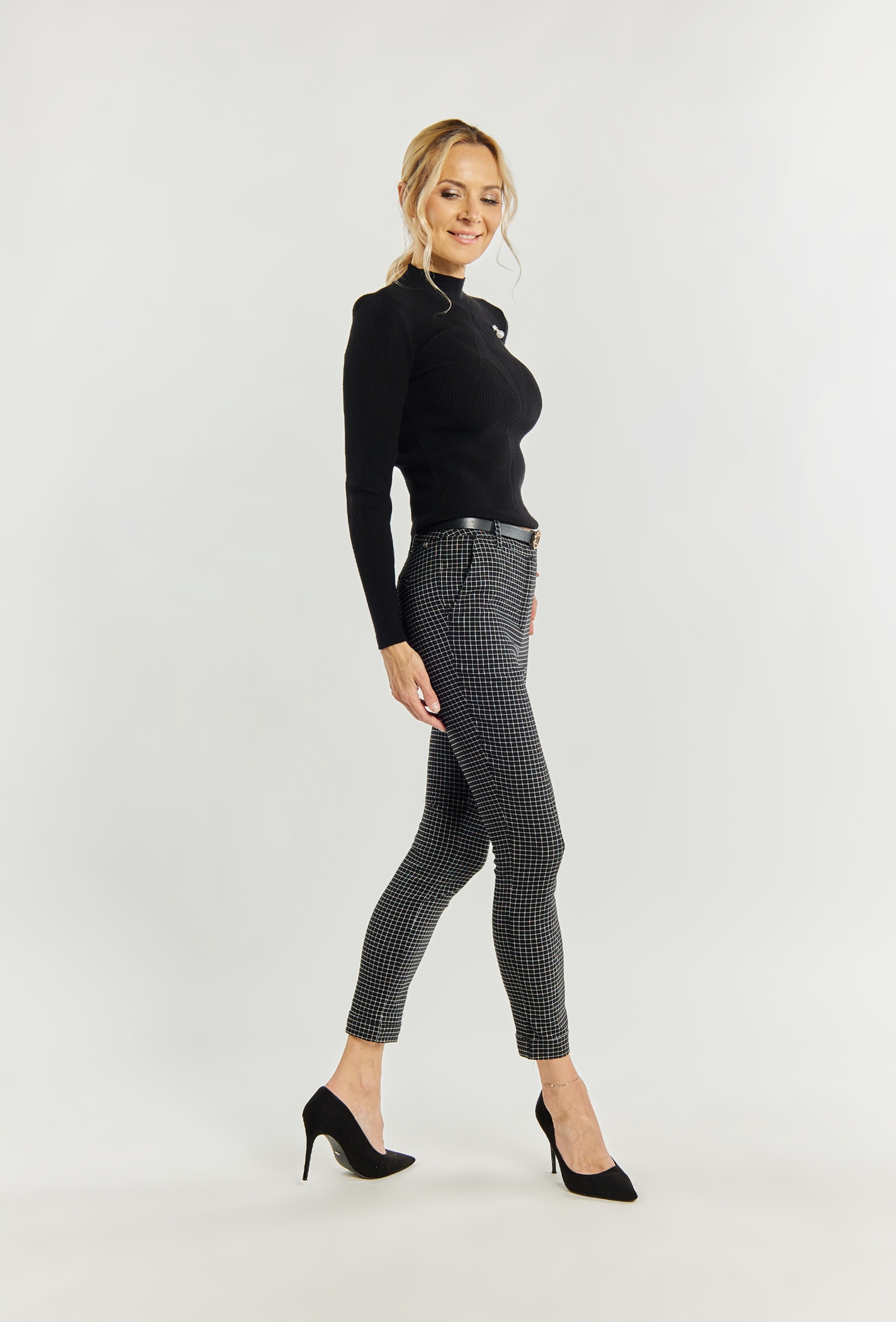 Monnari spodnie w kratę 36