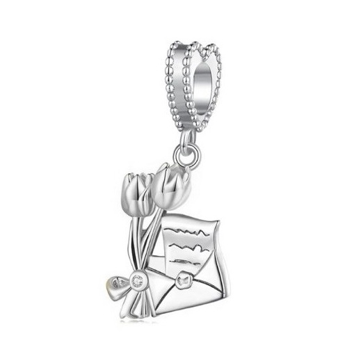 Charms stříbrný přívěsek Ag 925 Květiny tulipány dopis IM0130524CH