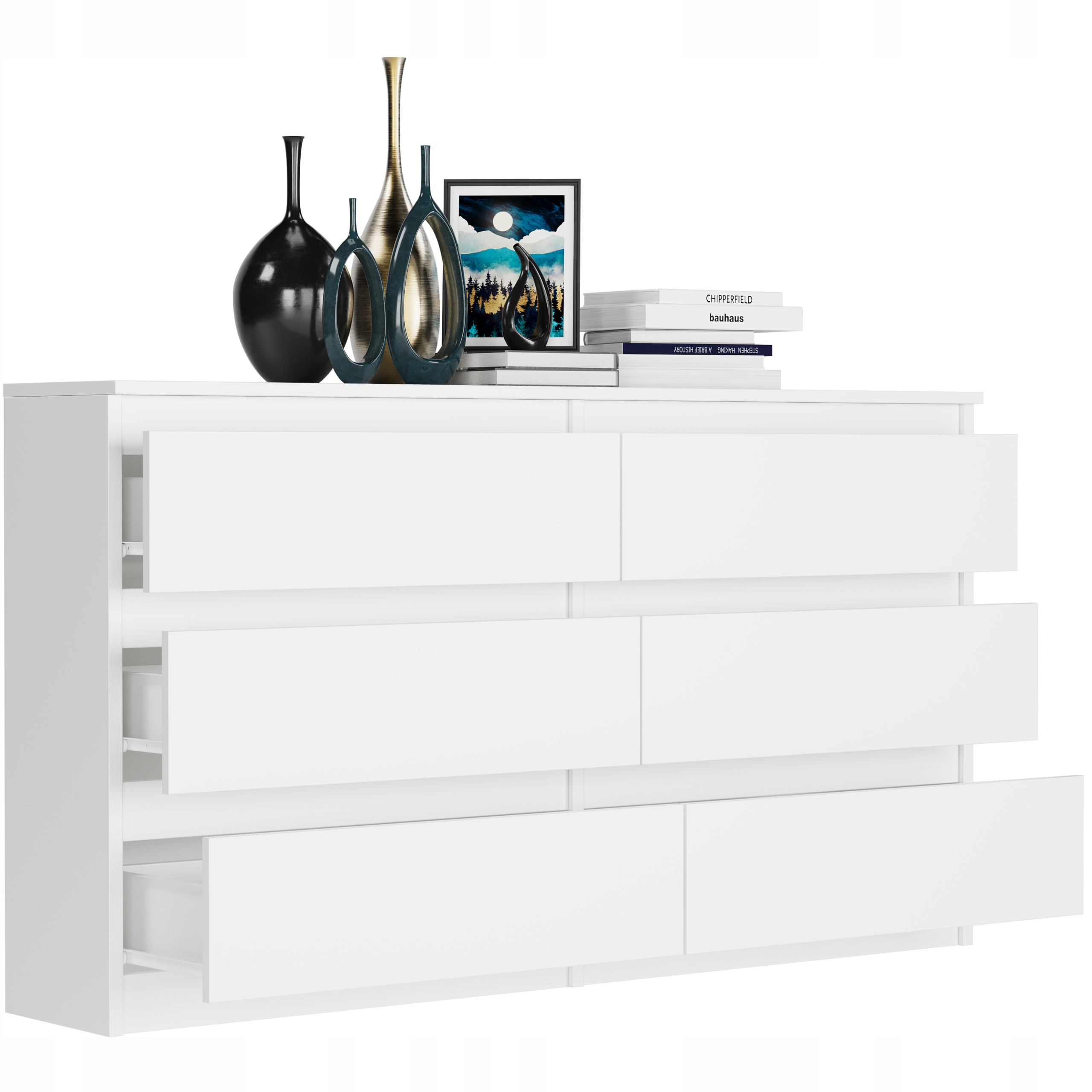 KOMODA 140 CM BIAŁA SZAFKA 6 SZUFLAD PRODUCENT PL R-140