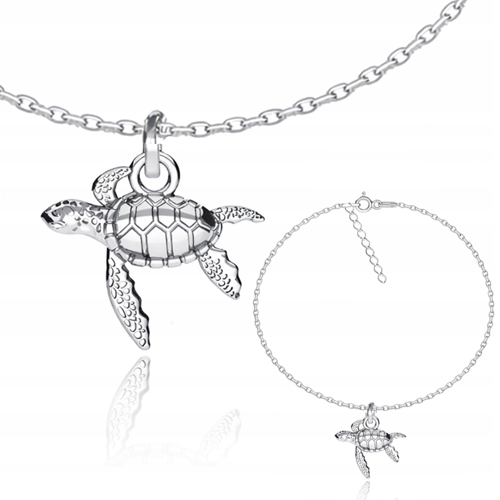 Żółw Żółwik Morski Srebrna bransoletka ankier srebro 925