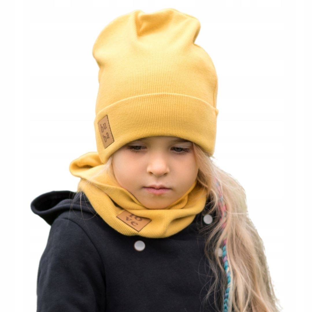 

Czapka i komin wiosna-jesień - musztarda 40-46