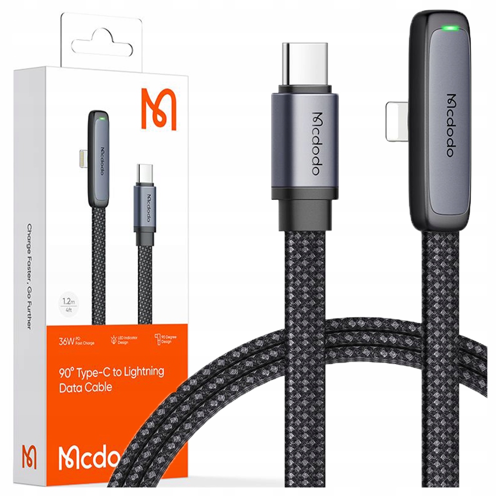 Mcdodo Kabel Usb-c Do Lightning 36W 1M Czarny Płaski Do Iphone 12/14