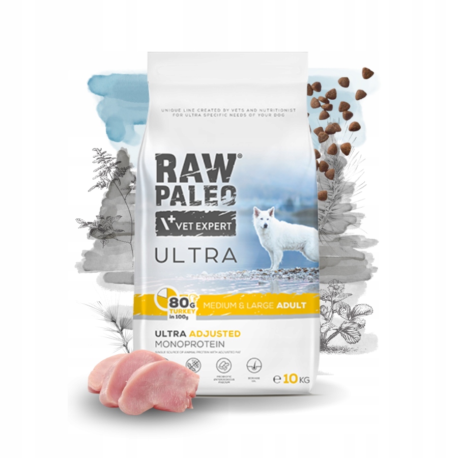 Raw Paleo Ultra karma dla psów dorosłych Indyk Średnie i duże rasy 10kg