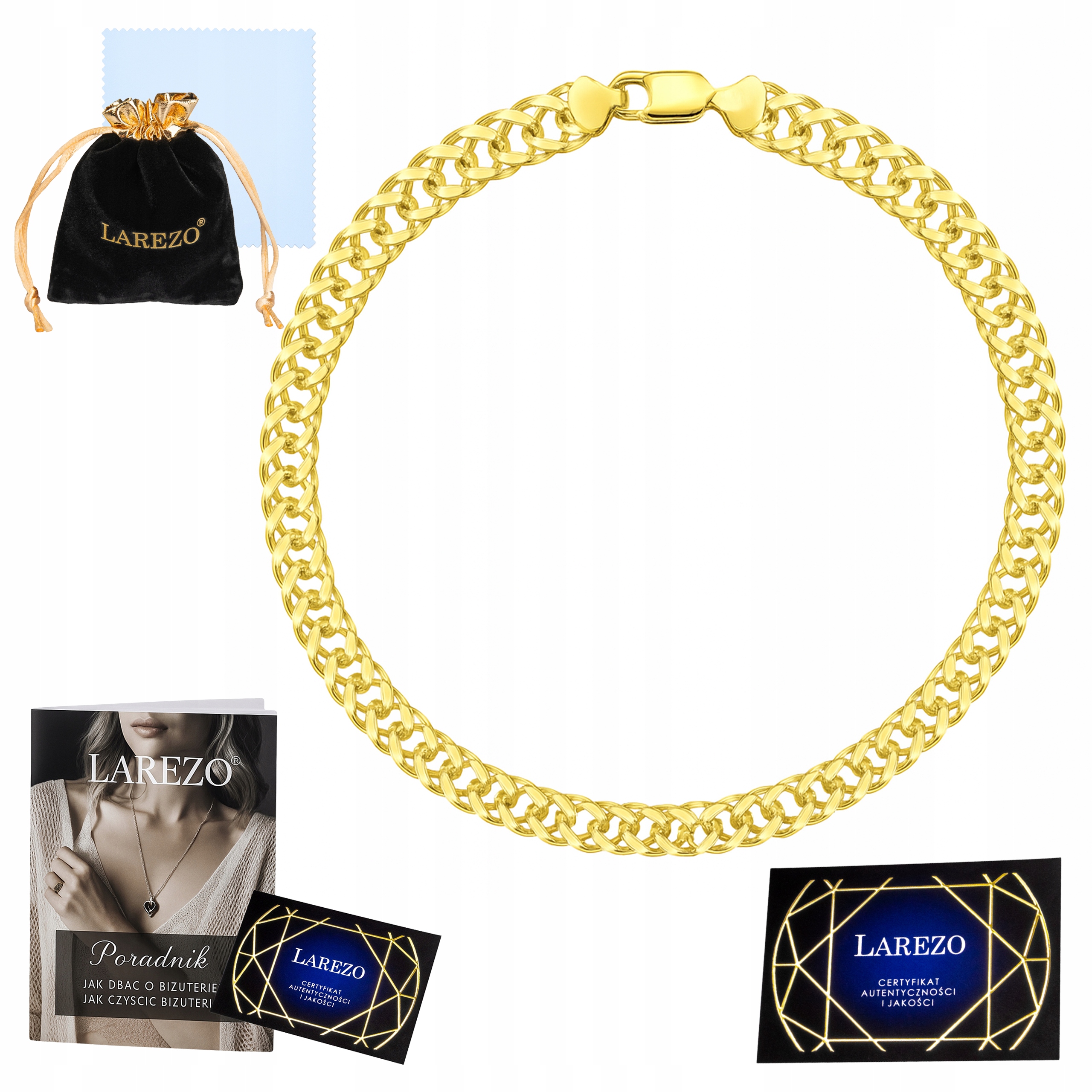 Zlatý náramek pro muže Rombo Dvojitá pancíř Plná Silná Kovaná 3 mm