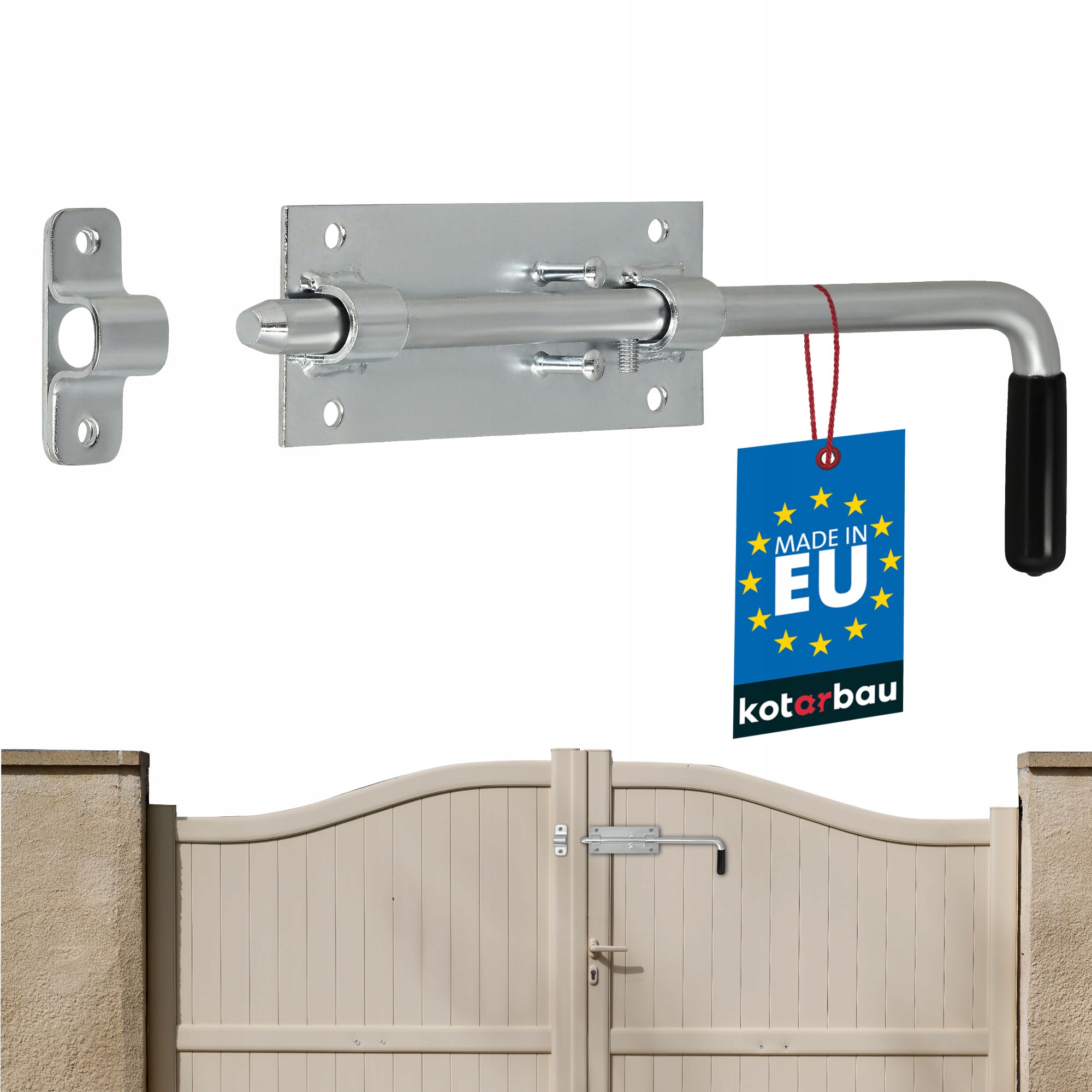 ZASUWA GARAŻOWA RYGIEL ZAMKNIĘCIE DO BRAMY FURTKI DRZWI GUMOWY UCHWYT 320MM