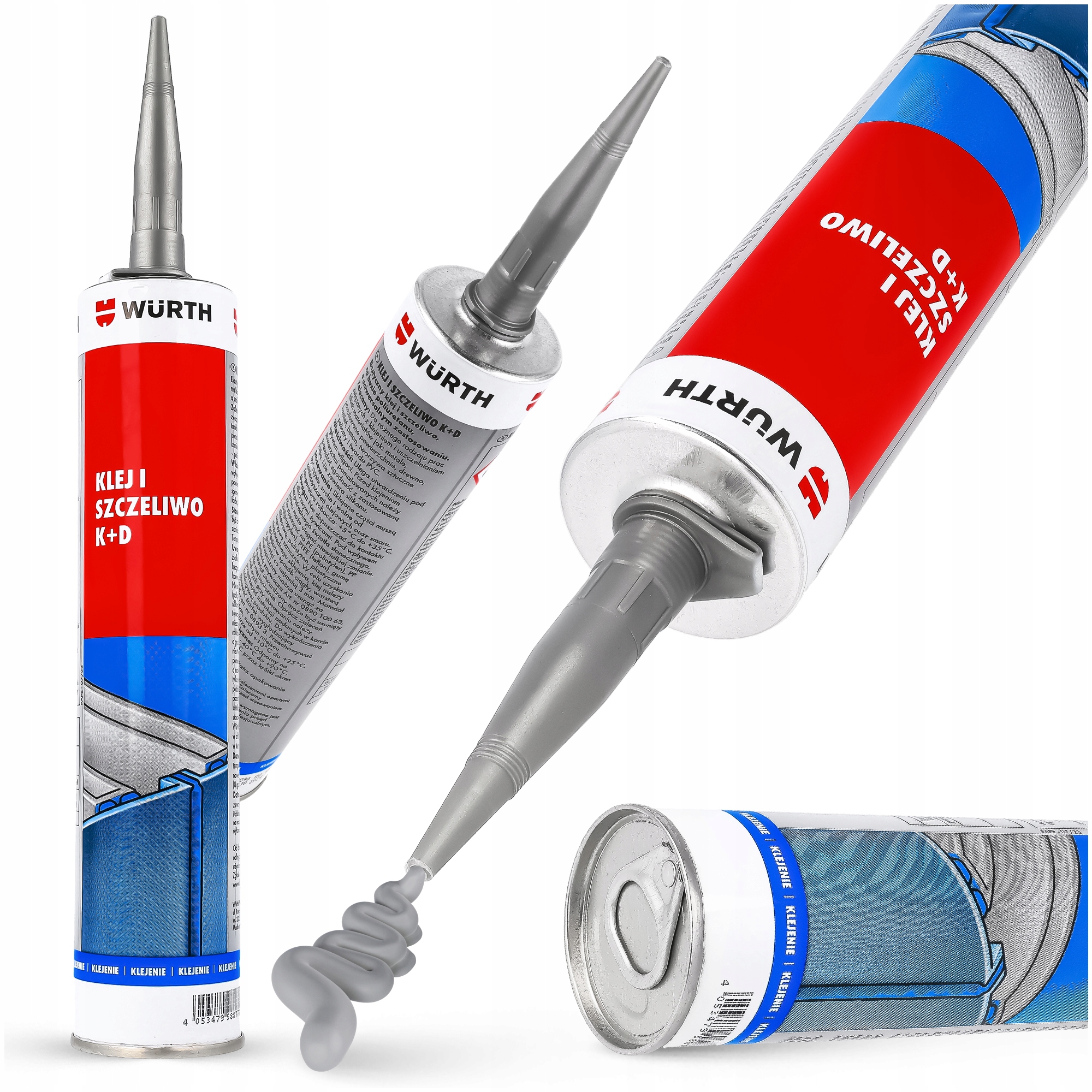 Klej Szczeliwo Wurth Montażowy Szary Uniwersalny K+d Elastyczny Mocny 300ml