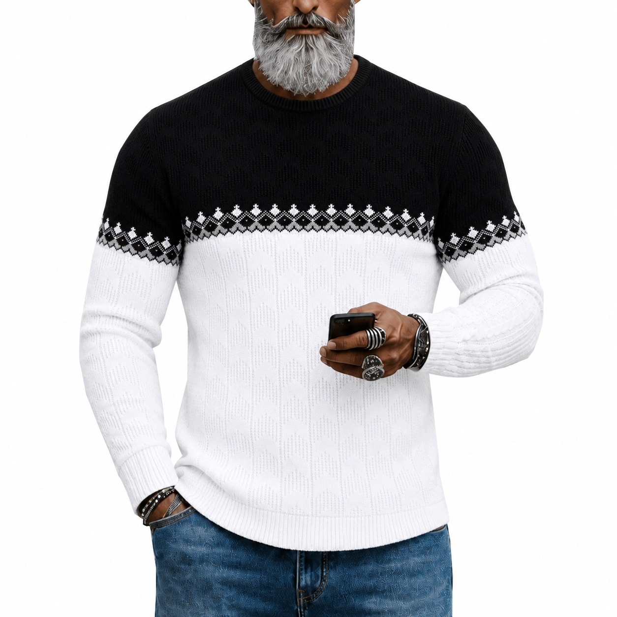 Pánský norský vánoční svetr Slim Fit, elastický