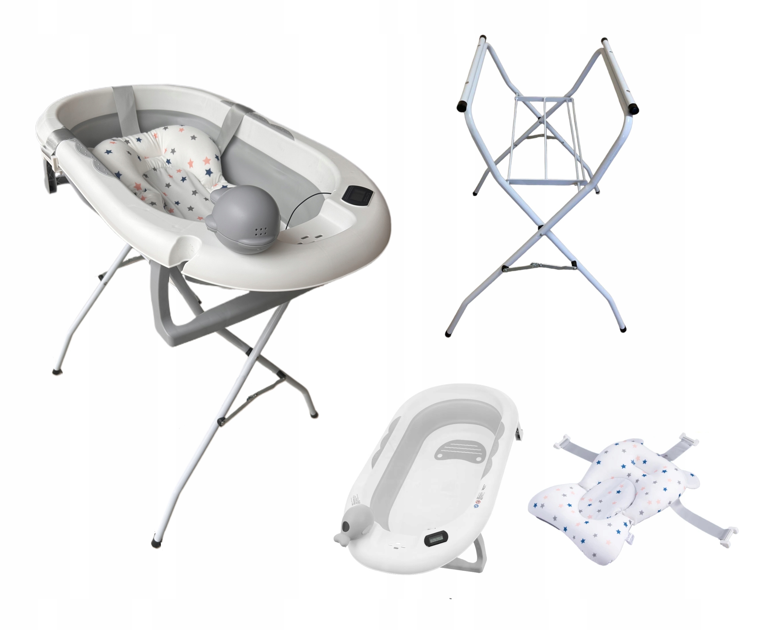 WANIENKA DLA DZIECKA SKŁADANA TERMOMETR LCD PODUSZKA STELAŻ PODUSZKA