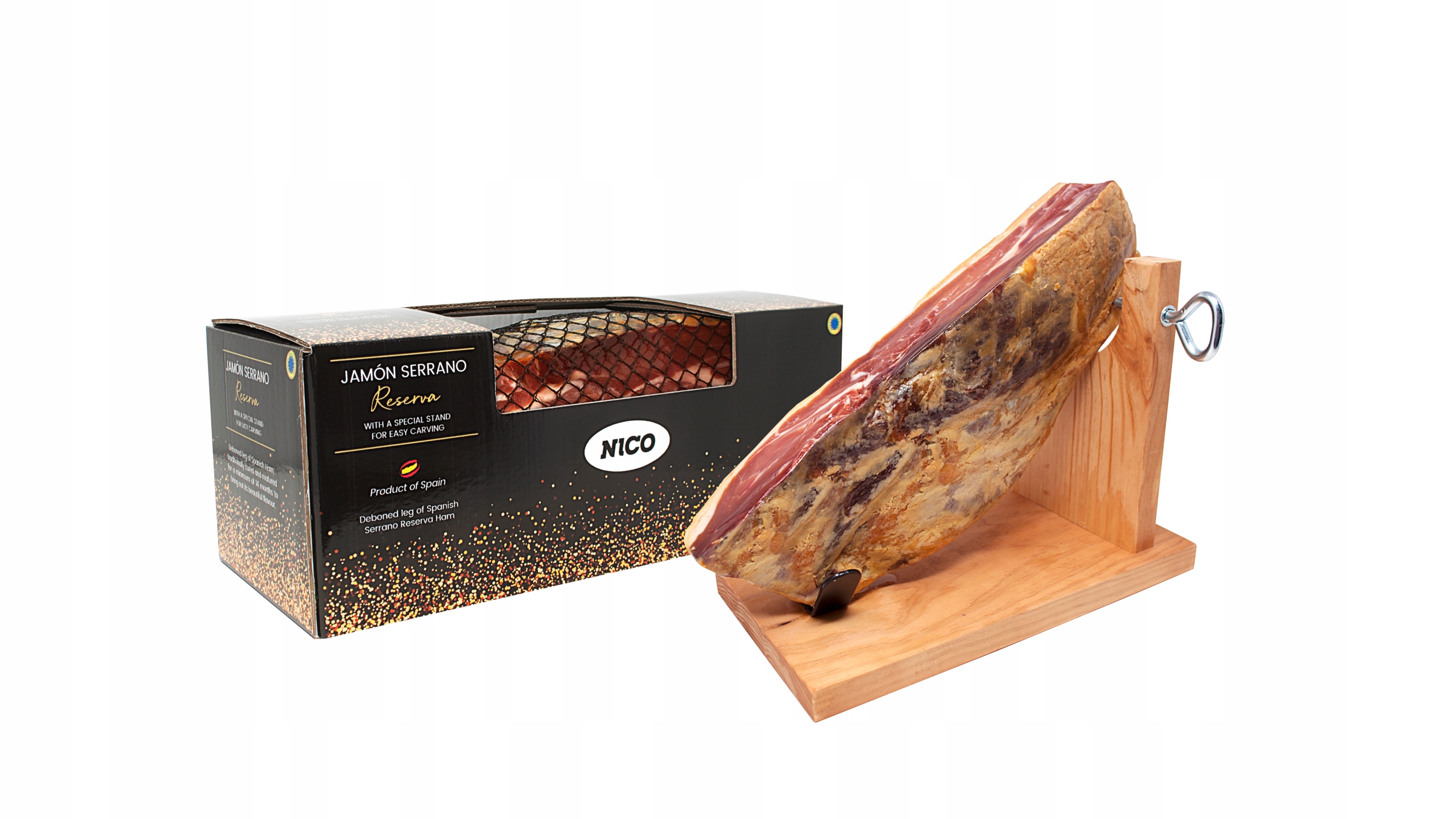 Levně Sada Jamón Serrano Reserva 2,3 kg stojan elegantní balení