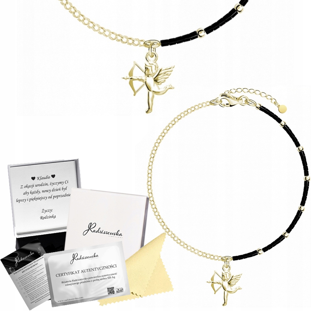 Zlatý Náramek S Amorkem Korálky Dárek Stříbro 925 Přání Bonus