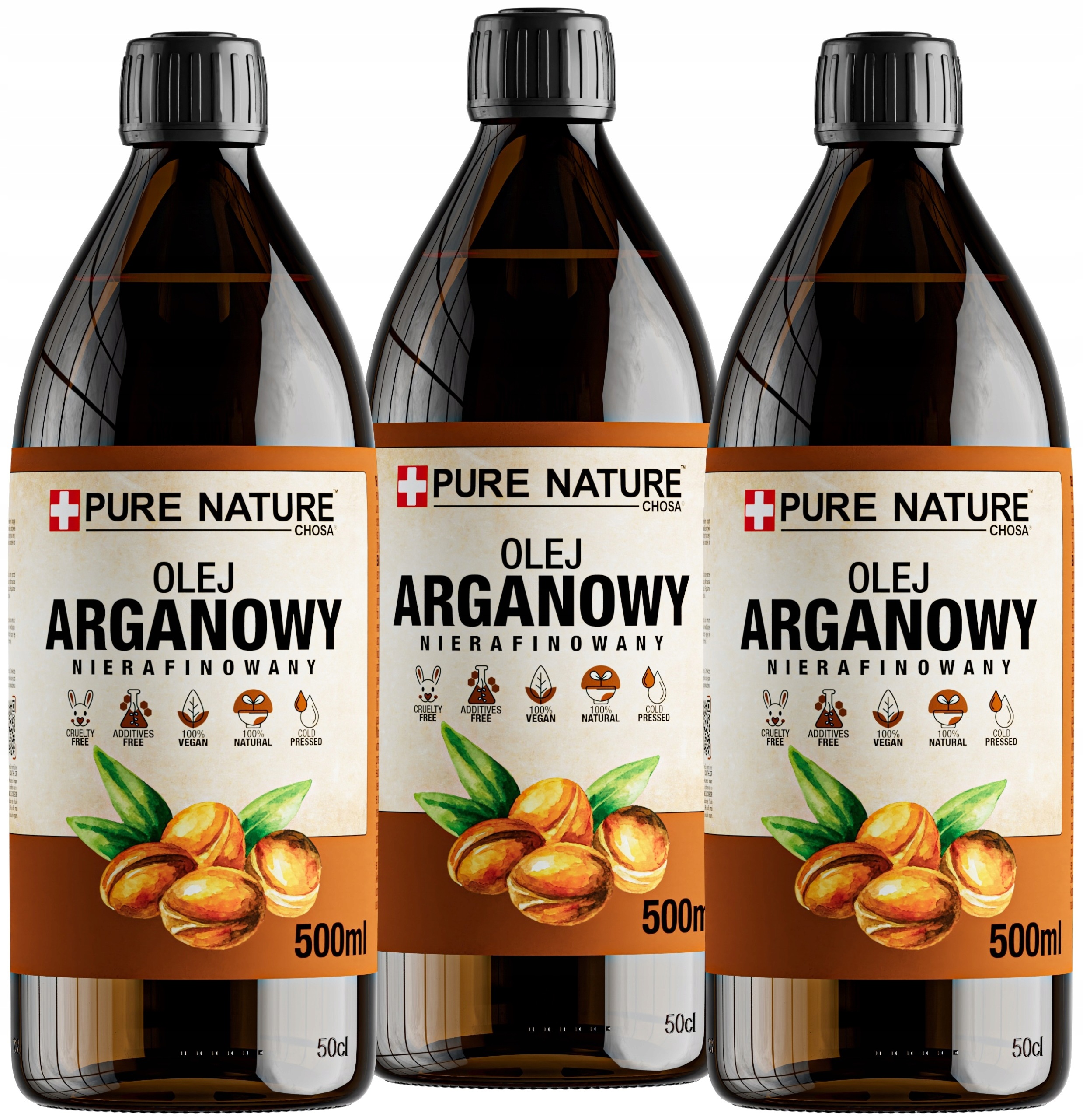 Arganový olej na vlasy, masážní, hydratační, 3 x 500 ml (1,5 l)