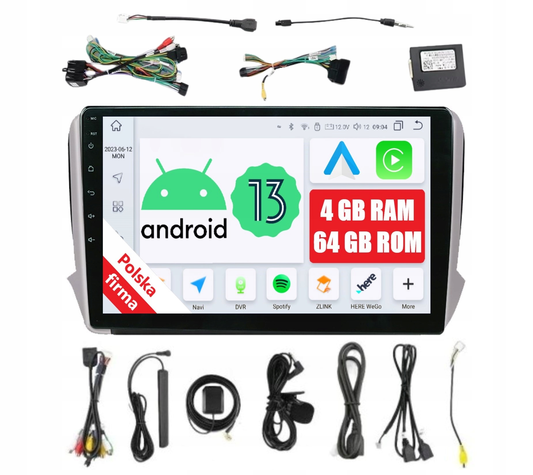 Navigace Rádio 2DIN Android Peugeot 208 4/64 Gb Dsp Carplay Lte
