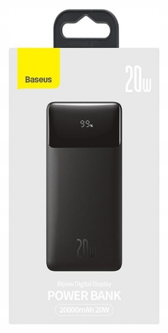 Baseus Bipow 20000mAh 2xUSB USB-C 20W czarny Typ akumulatora litowo-polimerowy