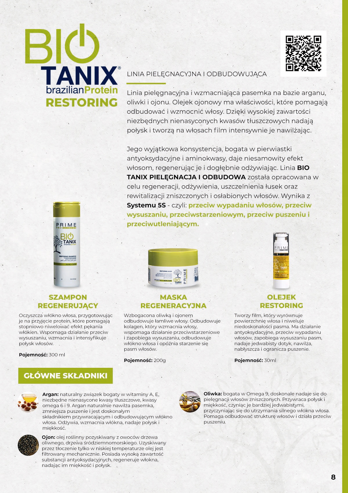 PRIME BIO TANIX RESTORING ZESTAW DO WŁOSÓW ZNISZCZONYCH BRAZILIAN MASKA 3w1 Problem skóry nie dotyczy