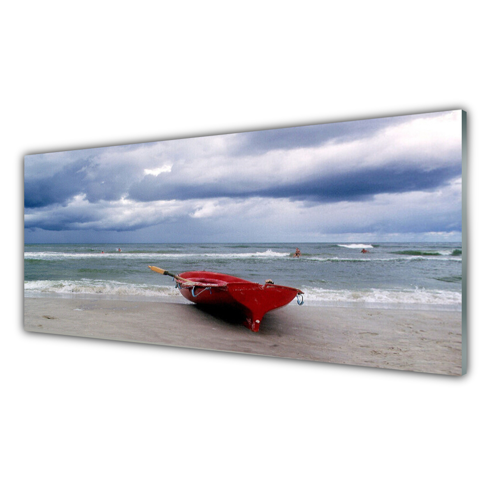 

Fotoobraz akryl 125x50 Łódka Plaża Morze Krajobraz