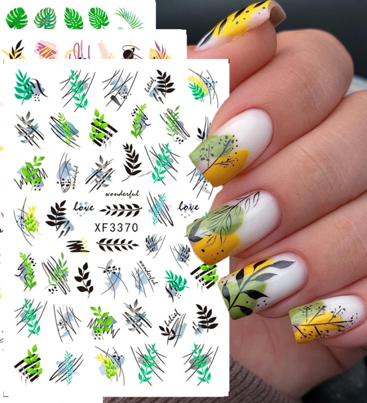 NAKLEJKI NA PAZNOKCIE SAMOPRZYLEPNE LIŚCIE XF3370