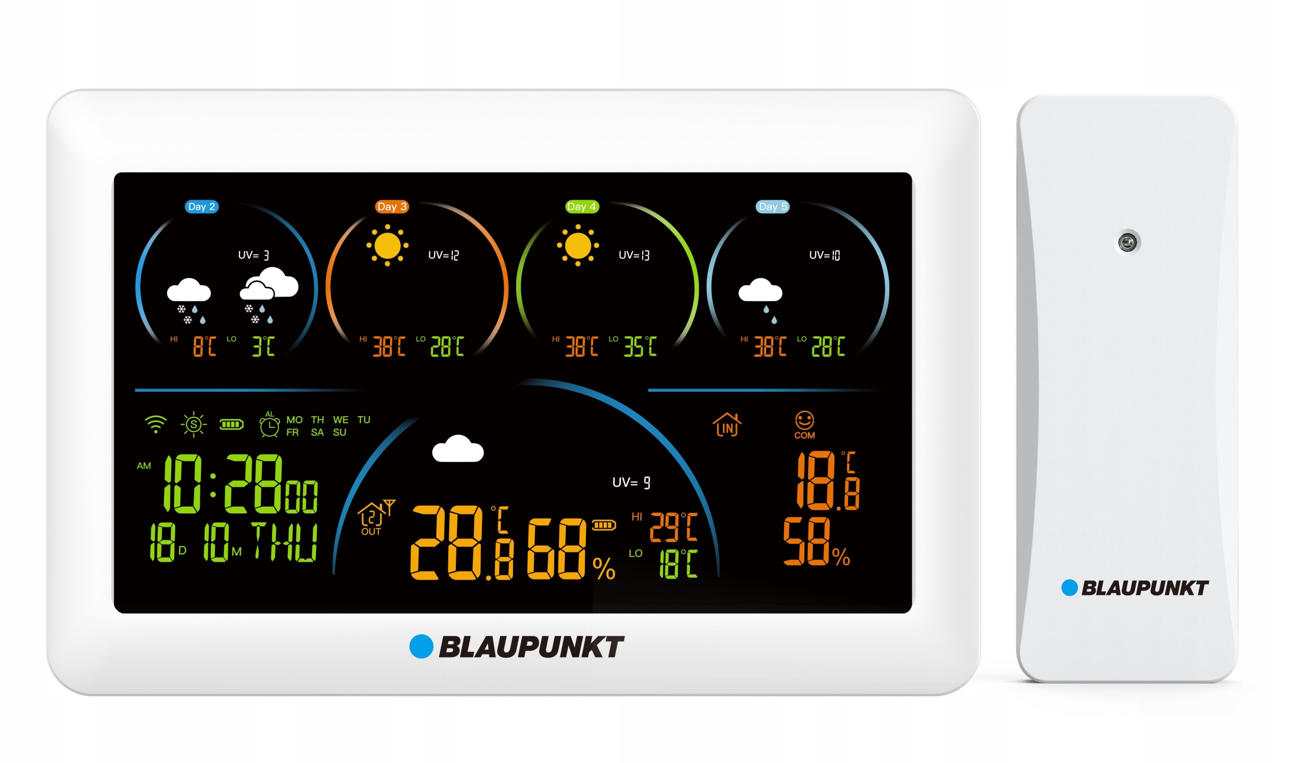 Meteorologická stanice se senzorem Blaupunkt WS50WH App Hodiny Teplota Wi-Fi