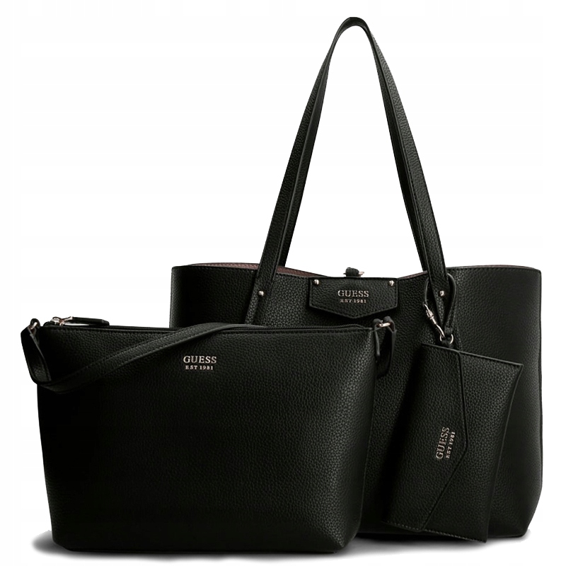 

Guess - Czarno-różowa dwustronna torebka w logo