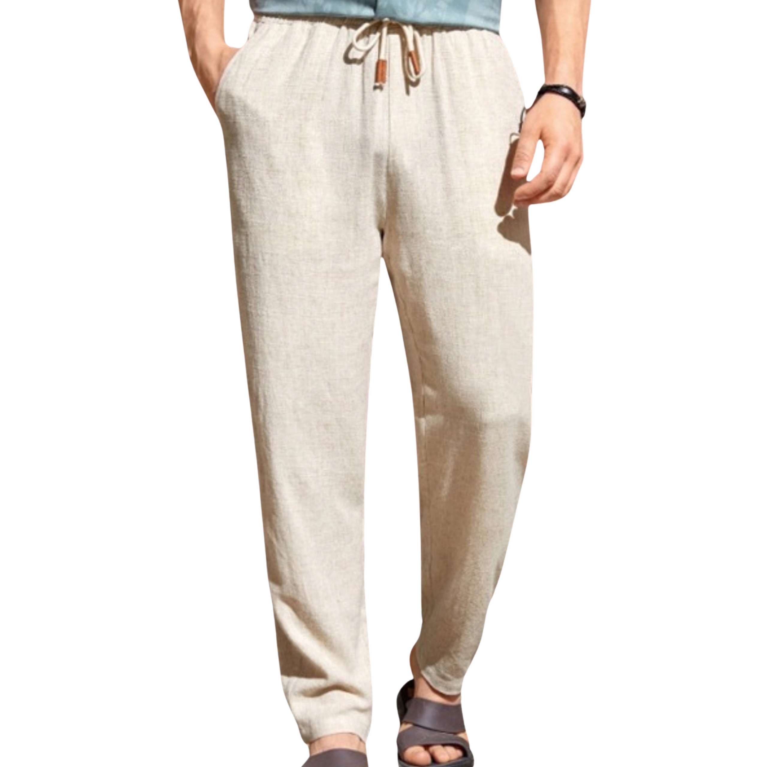 Spodnie męskie letnie bawełniane oddychające luźne regular wakacyjne