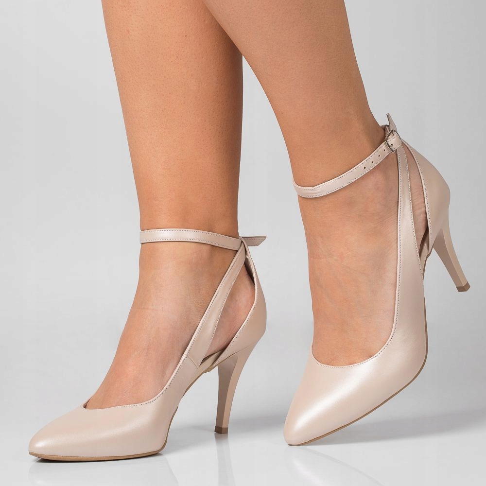 Světlé Kožené Sandály Na Podpatku Pásek Pohodlné 37