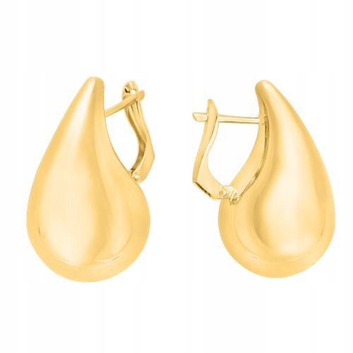 Náušnice ze zlata 585 hladké kapky na zacvakávací tyčinku pro prezentaci 14kt