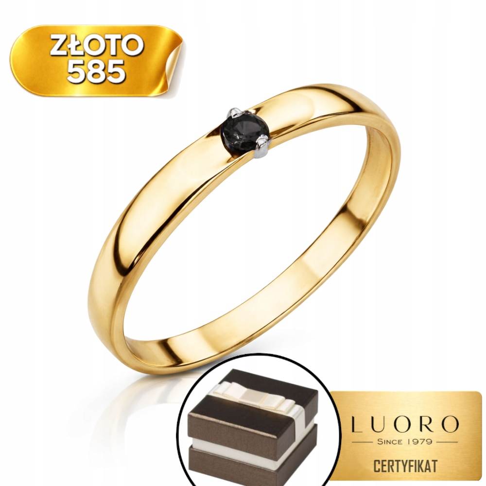 Prstýnek 585 14K S Černým Zirkonem, Klasický, R12