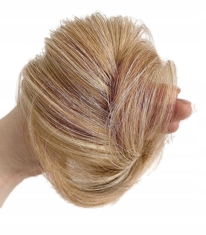 Doczepiany Kok na gumce Włosy 100% Naturalne 12/613 Balejaż Średni blond