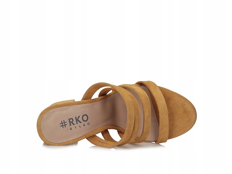 Musztardowe klapki welurowe na słupku Ryłko 9DGE5 36 Marka Ryłko