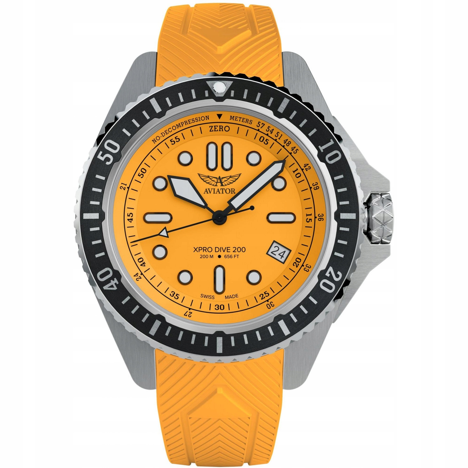 Pánské Pánské Hodinky Aviator V.1.42.0.375.0 s oranžovým řemínkem