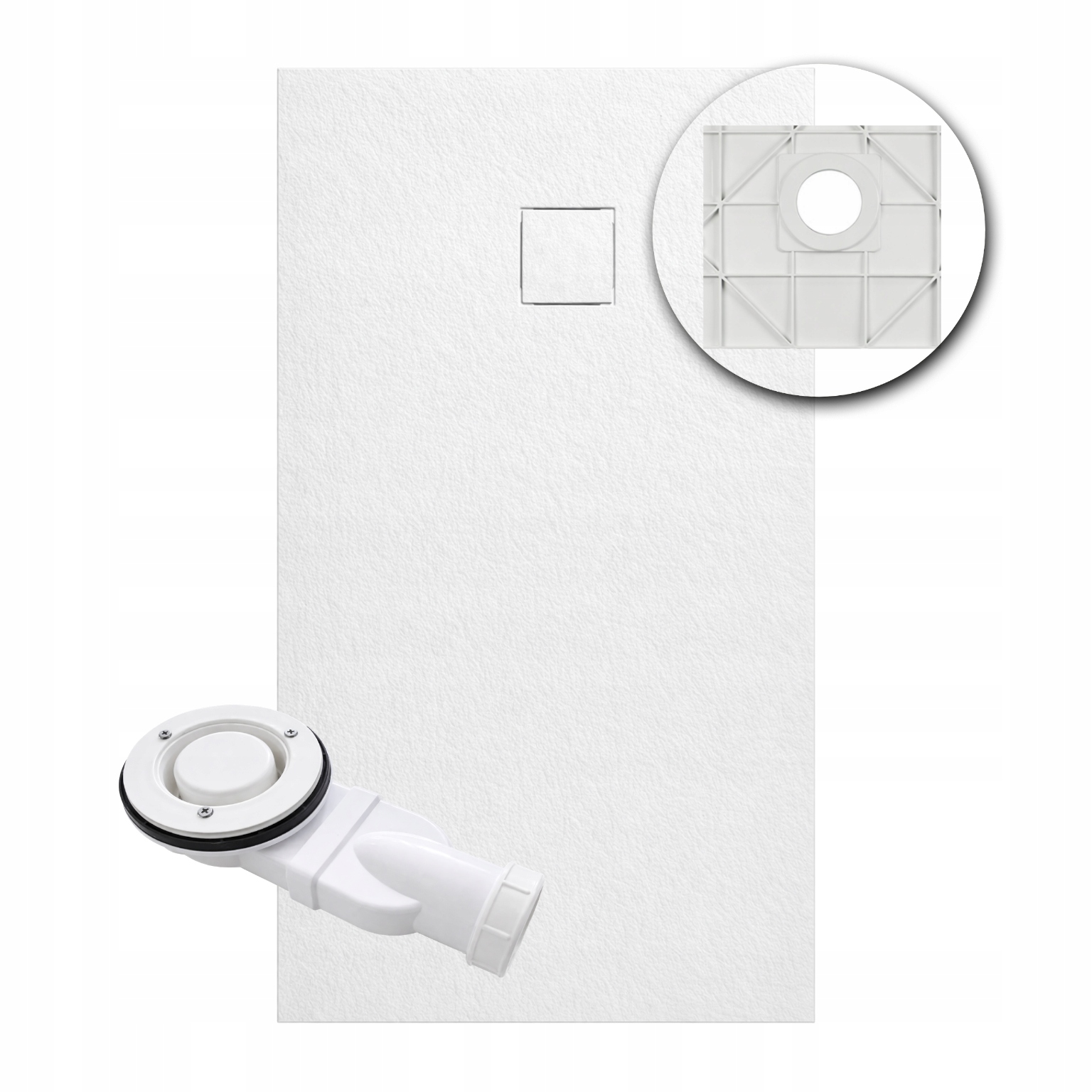 Aquauno Obdĺžniková Sprchová Vanička Smc 140 x 80 cm Biela Struktura Kameňa Sifón