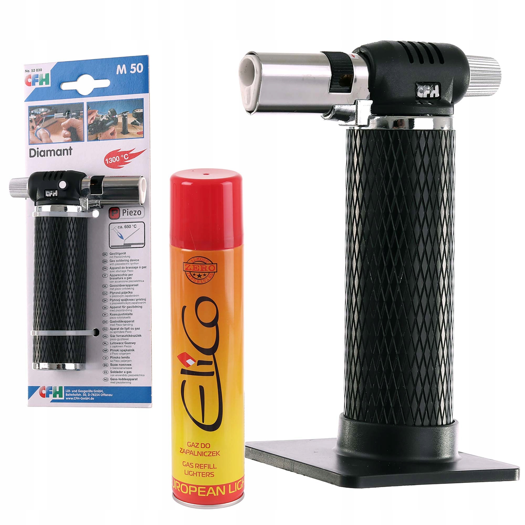 Piezoelektrický zapalovač plynová páječka 1300C Diamant M50 Cfh plyn 300 ml