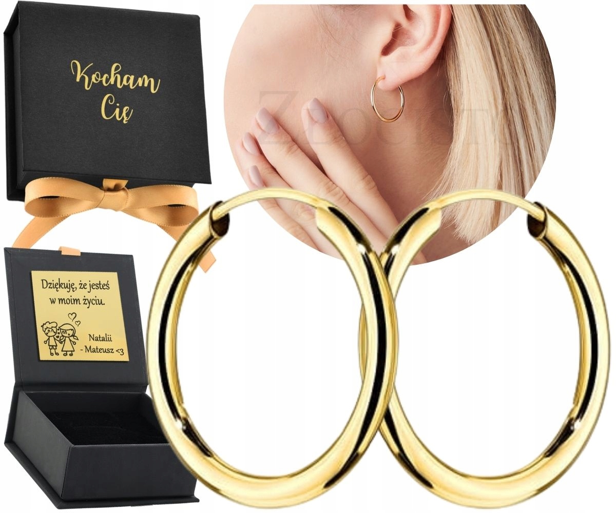 Złote Kolczyki Kółka Koła 333 22 Mm 2,2Cm Grawer Certyfikowane