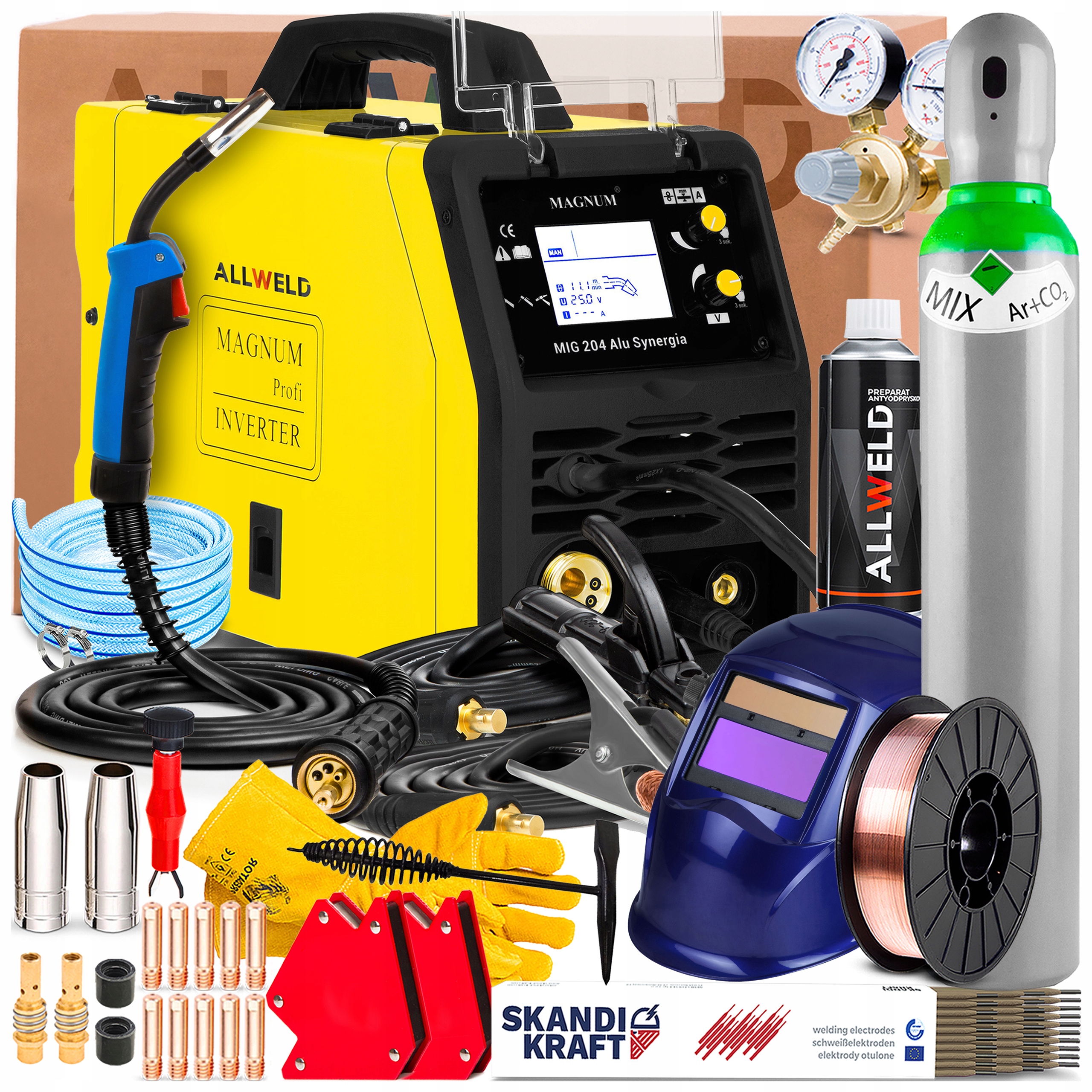 Spawarka Inwerter Magnum Mig 204 Alu Synergia 230V 200A Tig Lift 2T/4T Igbt