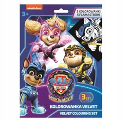 ZESTAW AKSAMITNYCH KOLOROWANEK + FLAMASTRY 8 ELEM KOLOROWANKA PSI PATROL