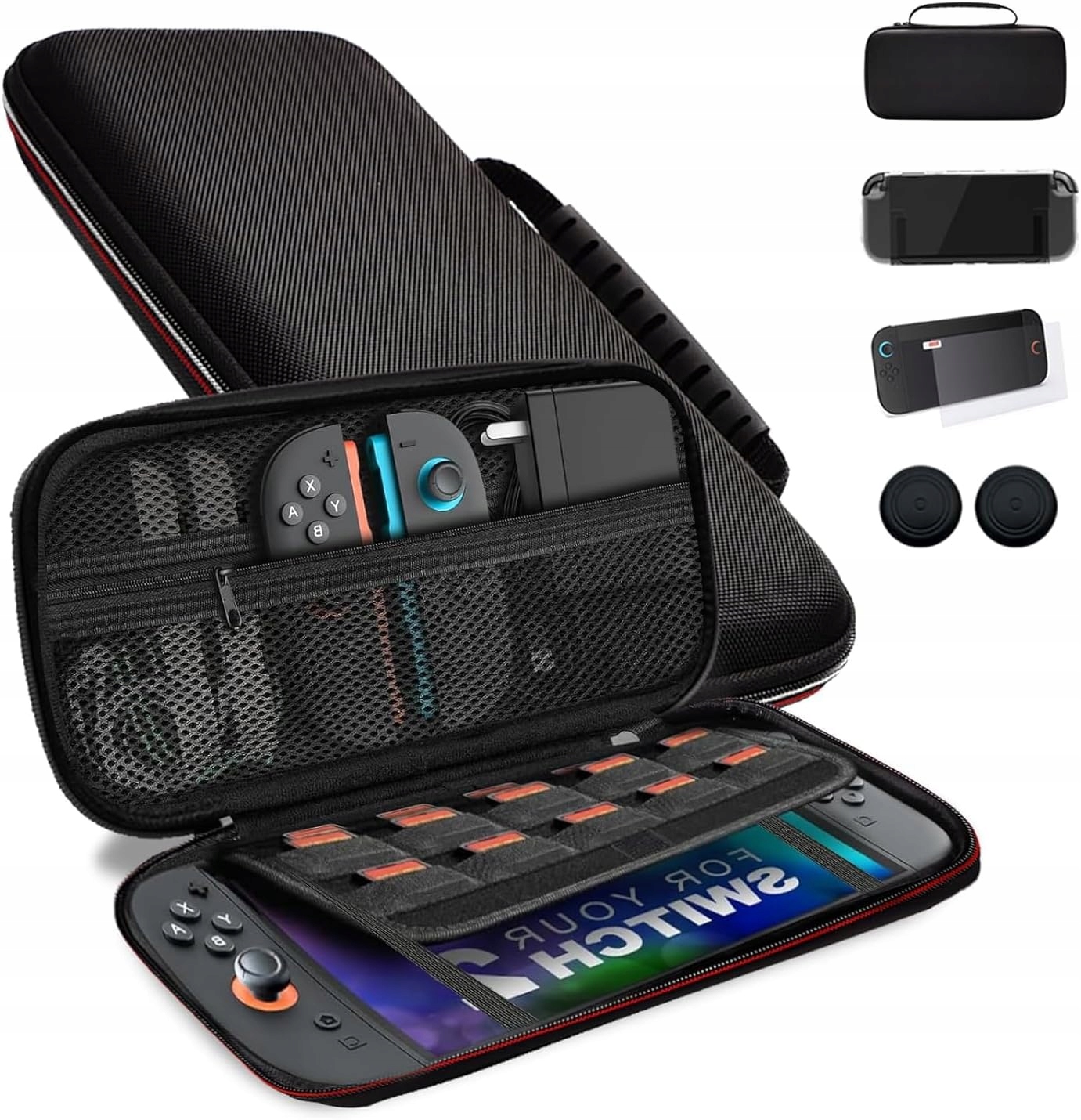 ETUI OCHRONNE NINTENDO SWITCH LITE / SWITCH 2 2025 KOMPLETNY ZESTAW CZARNY