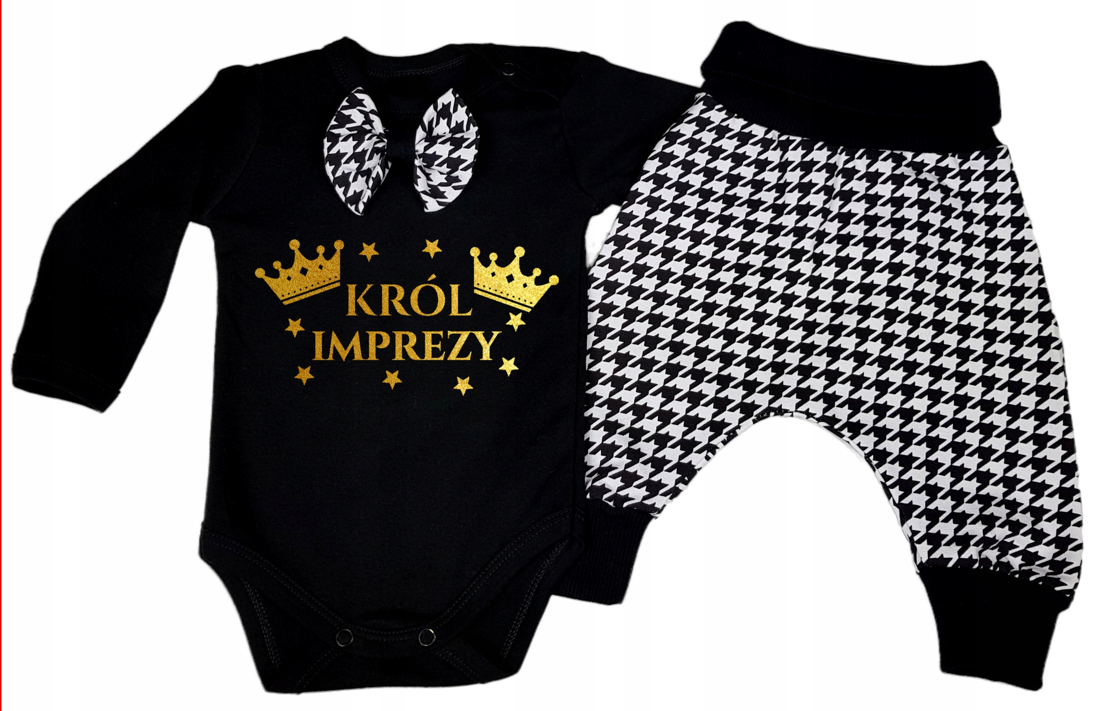 

Król imprezy body z muchą spodnie 86