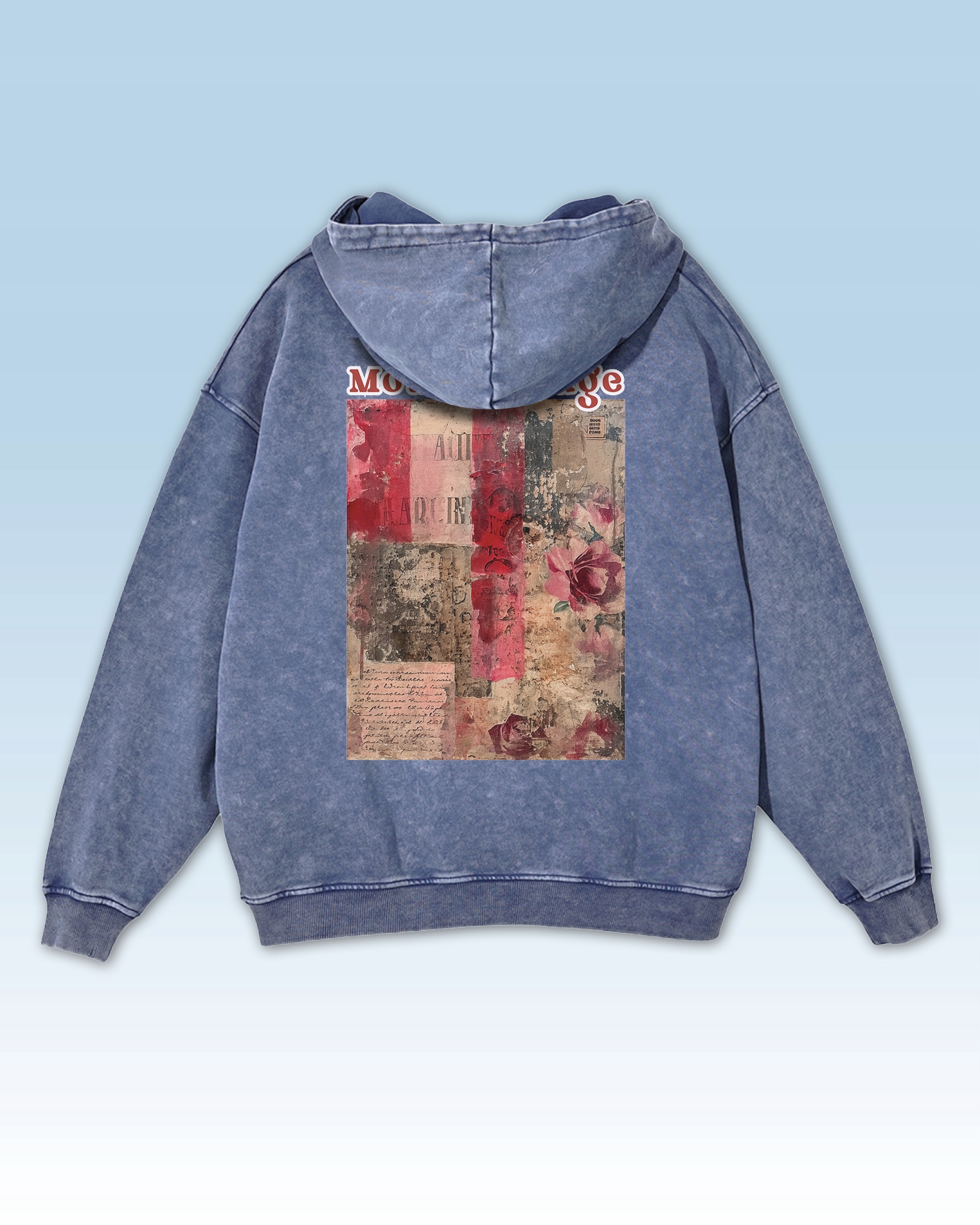 Moulin Rouge Romantic Paris Cabaret Modrá volná s kapucí Oversize mikina XL