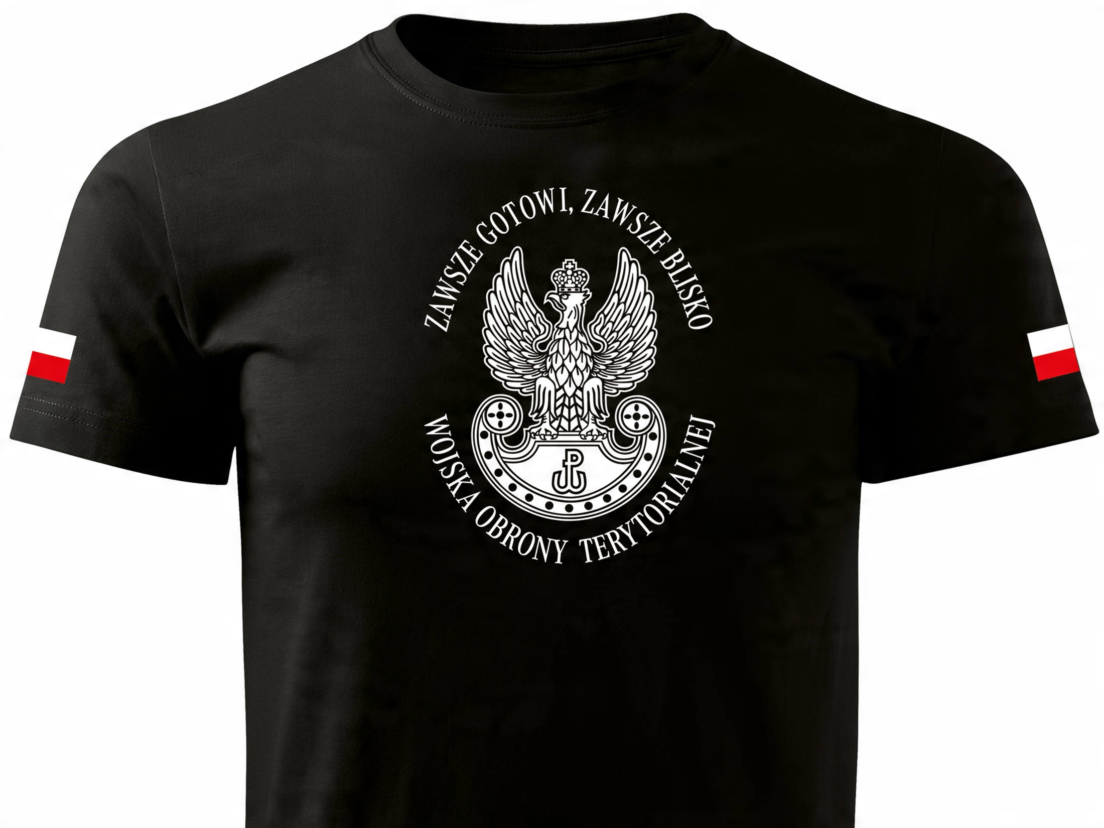

Koszulka wojskowa z godłem Wot i flagami Polski