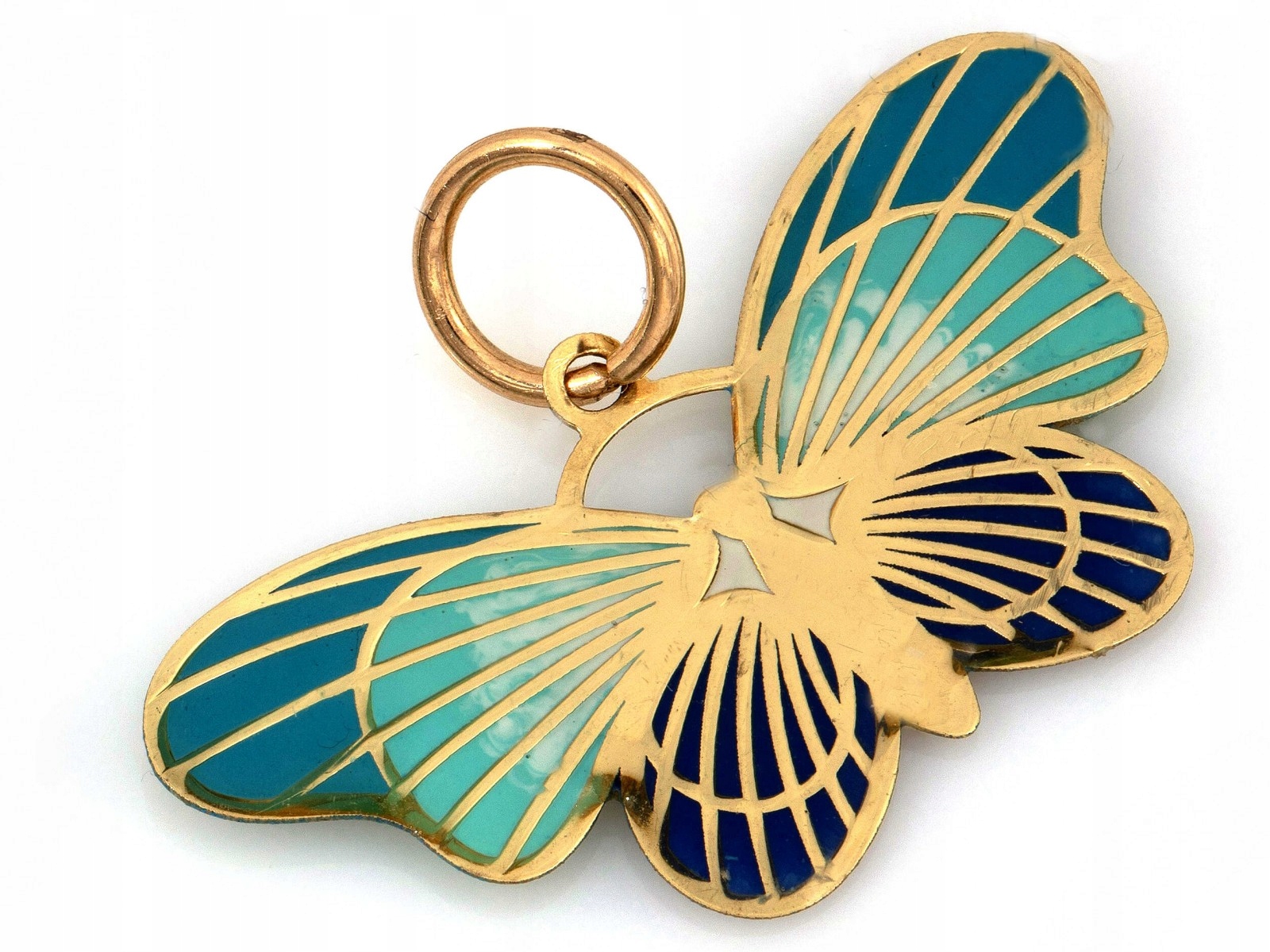 Moderní smaltovaný zlatý přívěsek 585 14kt motýl 0.68g na řetízek