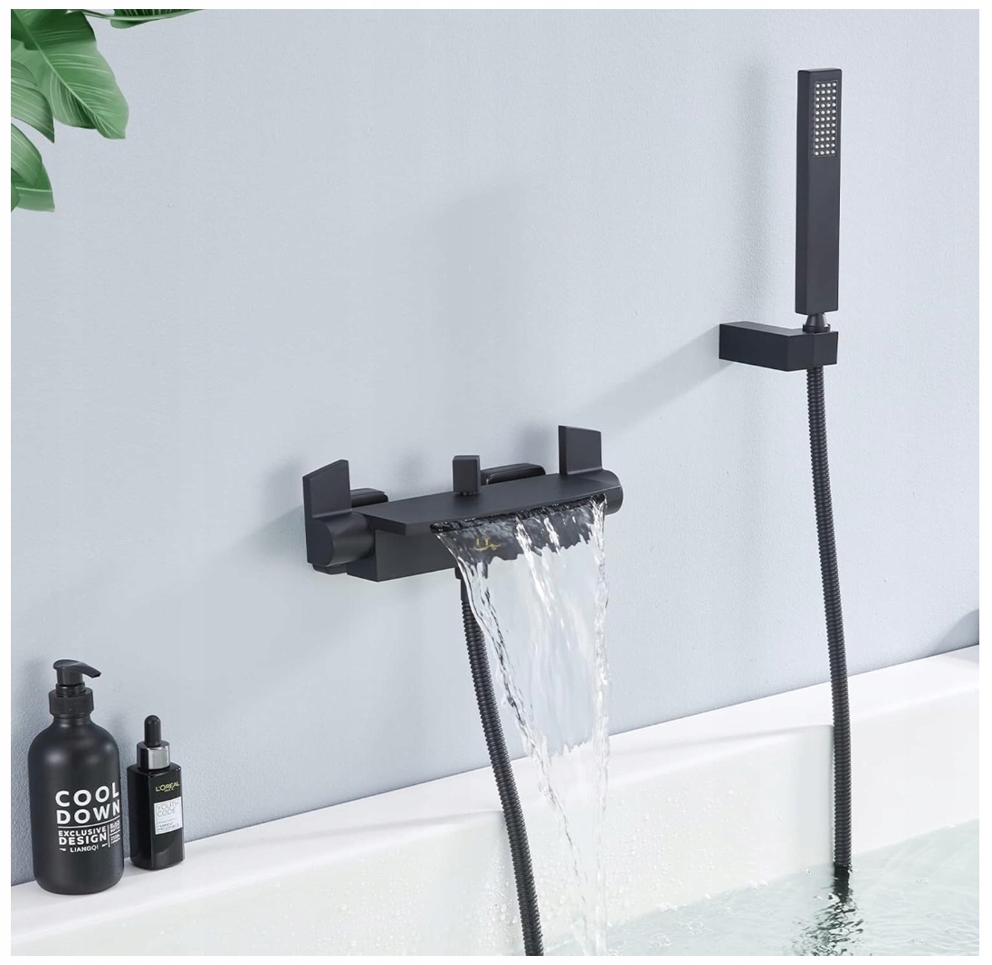 Vaňová batéria vodopád kaskáda sprchový set Mosadzná Matná Čierna